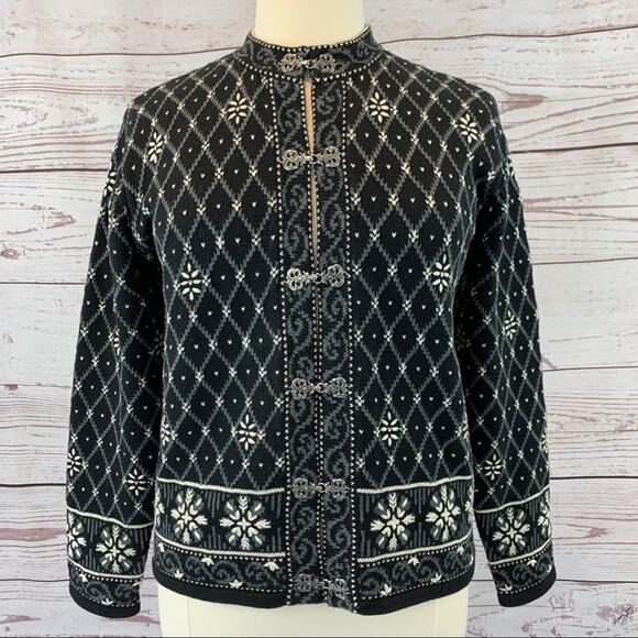 Talbots vintage Scandinavian cardigan metal hooks - Picture 1 of 16